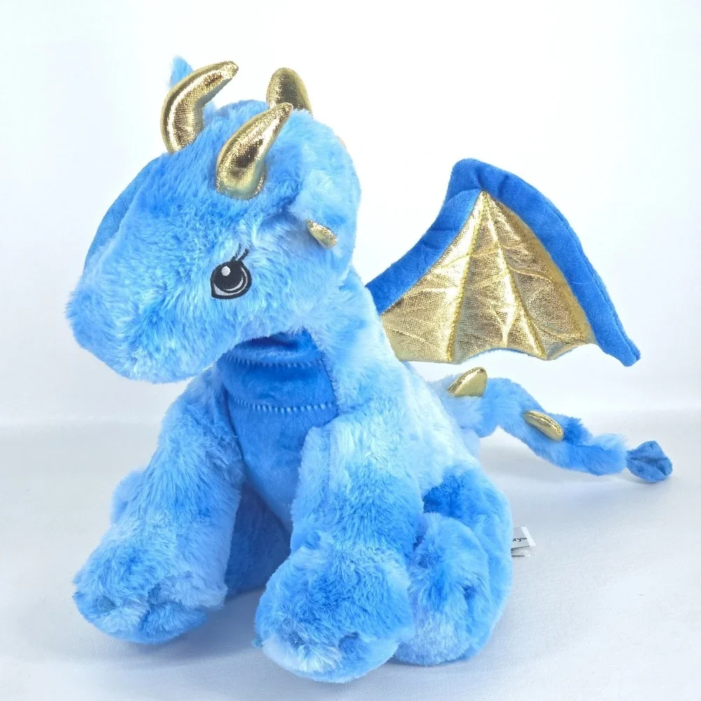 Bear Factory Blue Dragon Gold Wings Spikes Plush Stuffed Animal Toy Fairy Large